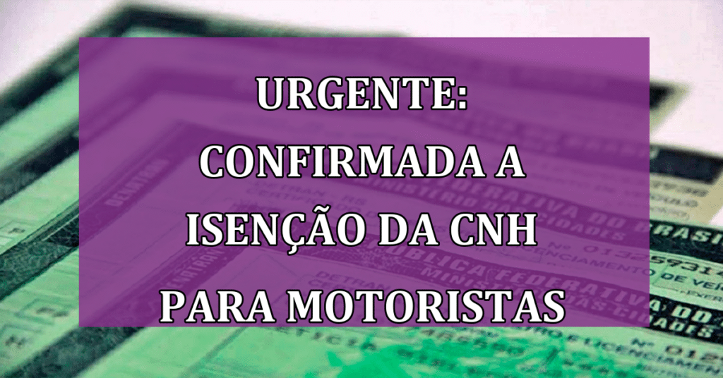 URGENTE: confirmada a ISENÇÃO da CNH para estes motoristas