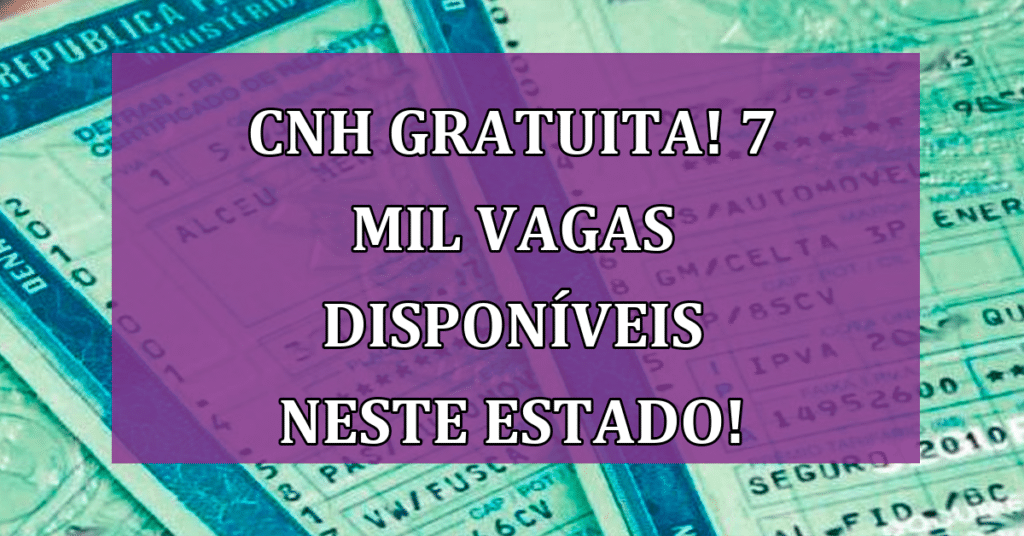 Garanta sua CNH Gratuita! 7 mil vagas disponíveis NESTE Estado!