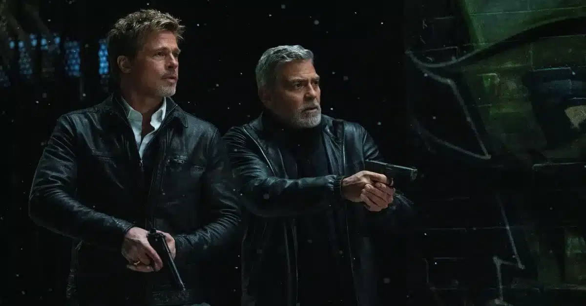 Brad Pitt e George Clooney em “Lobos” • Divulgação/AppleTV+